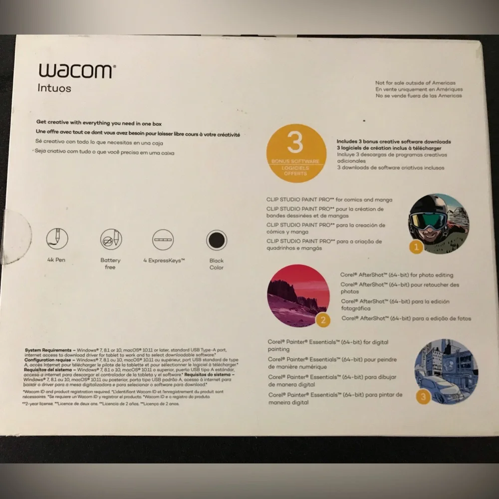 Wacom Intuos Creative Wireless Pen Graphic Tablet Bluetooth - Small, Black